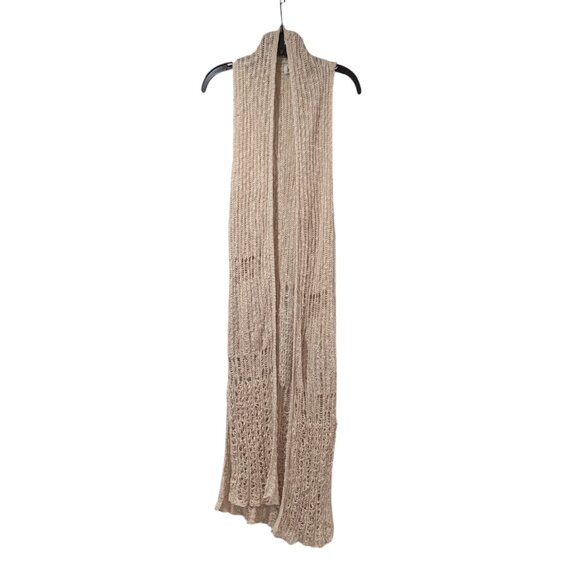 Mudd Tan Boho Sleeveless Knit Long Open Cardigan Sz M - Picture 1 of 7